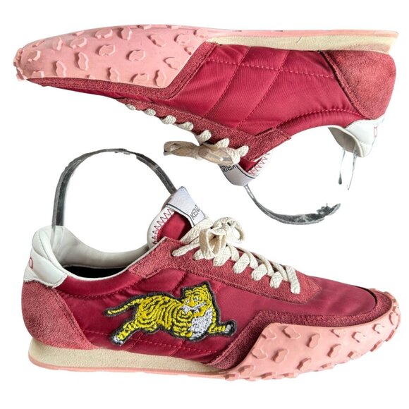 Kenzo Move Sneakers Red and Pink Retro Style with Tiger Patch Womens Size 38 - Picture 1 of 9